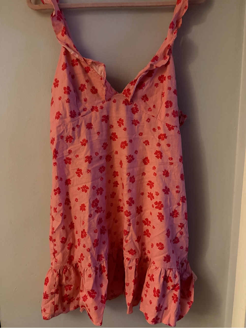 Pink Floral Sundress with Ruffle Hem